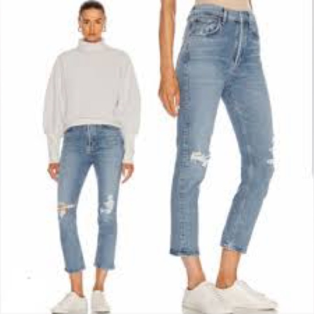 Agolde Distressed High Rise Riley Crop,‎ Size 24, Excellent Condition ($198)